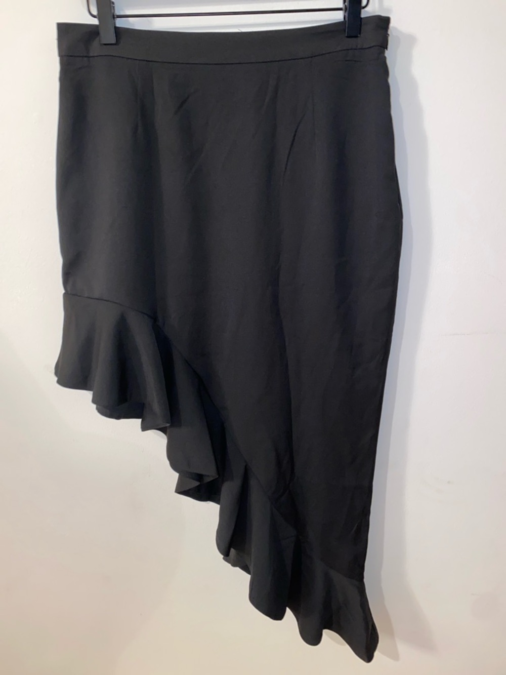 Forever 21 Black Asymmetrical Ruffle Midi Skirt Size Large